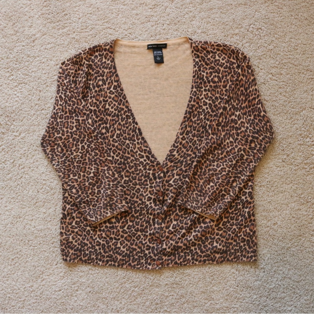 Leopard Printed Button Front Cardigan - image 1